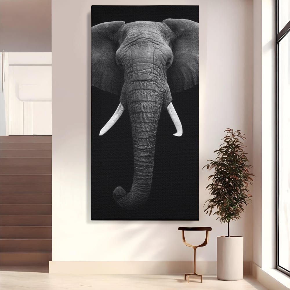 Tablou canvas cu tablou canvas cu cap de elefant, fara rama, pe sasiu de lemn